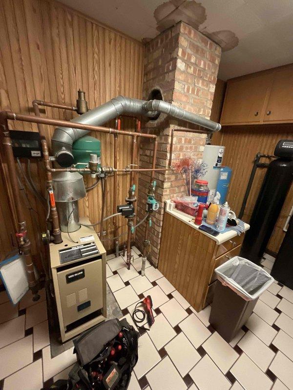 Responded to no heat call for residential property with both furnace and boiler reported as inoperative. Upon arrival, inspected mechanical room housing heating equipment including boiler unit and associated hydronic piping system with expansion tank. Evaluated electrical connections, thermostat signals, and control boards on both heating units. Checked gas supply, pilot assemblies, and ignition systems. Tested pressure switches, limit switches, and safety controls. Verified proper operation of circulator pump and zone valves throughout copper piping distribution system. Restored heat to property and confirmed all heating equipment functioning properly before departure.