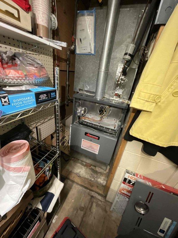 Completed commercial RTU and furnace tune-up maintenance at facility. Performed electrical diagnostics on air conditioning unit, measuring compressor amperage at 6.51A using clamp meter to verify proper operation. Inspected furnace unit and ductwork in mechanical room, noting filters require replacement. Picked up replacement filters from headquarters and provided estimate for filter change service. All equipment operational at time of service completion.