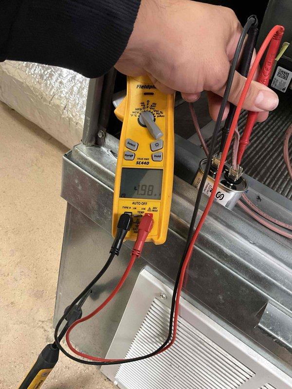 Completed comprehensive furnace and rooftop unit tune-up maintenance on two systems aged 1 year and 7 years. Performed electrical diagnostics on air handler unit using multimeter to verify proper voltage and amperage readings across system components. Inspected all mechanical and electrical connections, tested safety controls, and confirmed operational parameters were within manufacturer specifications for both heating units.