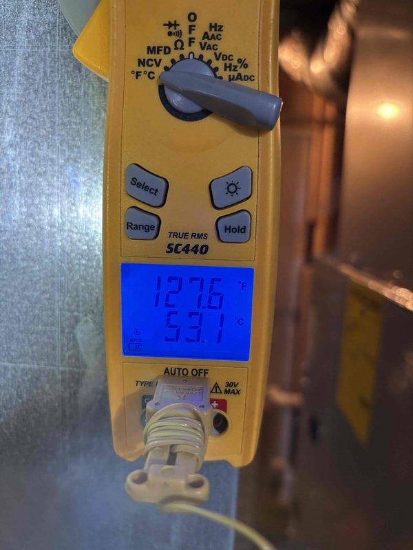 Completed comprehensive BFMA furnace tune-up on 10-year-old heating system. Performed full system inspection, tested electrical components and controls with multimeter confirming proper voltage readings, and noted rust staining present in cabinet base indicating previous moisture exposure. All operational parameters verified within manufacturer specifications and unit operating safely at time of departure.