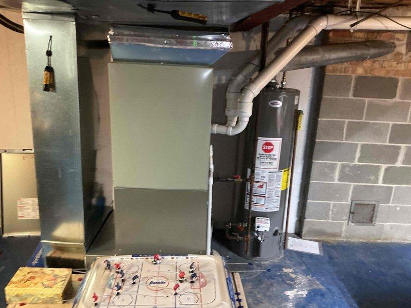 Completed annual furnace tune-up and maintenance inspection on one-year-old unit installed by Blue Frost. Performed comprehensive system check including burner inspection, heat exchanger examination, blower motor operation verification, and filter assessment. All components found operating within manufacturer specifications with no issues identified. System tested and confirmed to be functioning properly for the heating season.