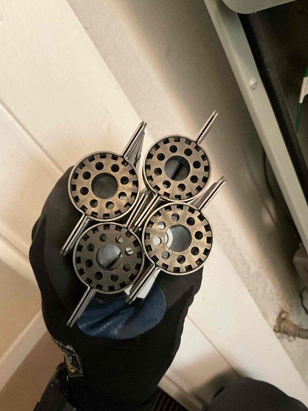 Completed the BFMA tune-up on the Trane gas furnace, including inspection and servicing of the burner and heat exchanger components, airflow and drain line checks, and replacement of the air filters. Performed the dryer vent cleaning and humidifier service, replacing the humidifier components, and confirmed the system is operating properly with no visible rust, frost, or damage.
