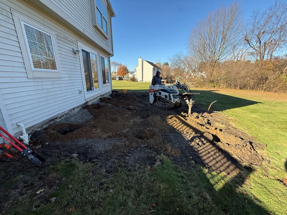 Digging footings on this soon to be gorgeous 420 Sq Ft Trex deck today, build coming soon!