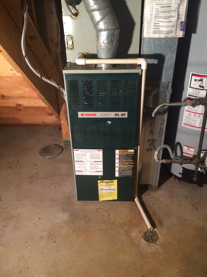Replaced run capacitor on blower motor and did annual maintenance on a Trane furnace