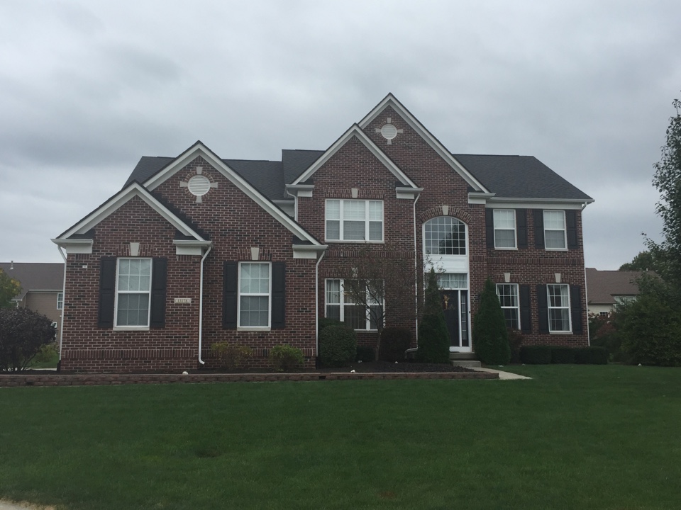 Carmel, IN - Brand new roof replacement in Westfield. GAF Timberline HD shingles with a GAF Systems Plus Warranty. Shingle color is Charcoal. Carmel, IN - Brand new roof replacement in Westfield. GAF Timberline HD shingles with a GAF Systems Plus Warranty. Shingle color is Charcoal.