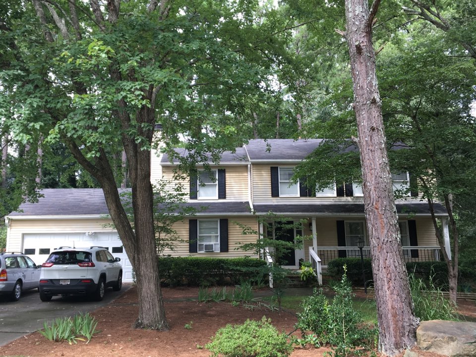 Roswell, GA - Performing an inspection on this old 3-tab roof with lots of wind damage due to all the storms lately. Roswell, GA - Performing an inspection on this old 3-tab roof with lots of wind damage due to all the storms lately.