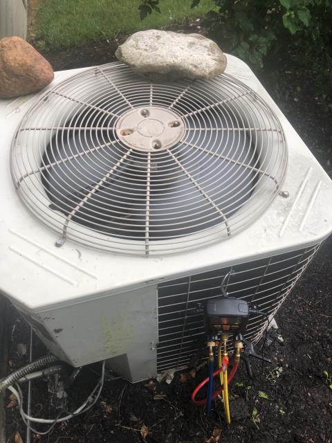 I completed a diagnostic on a Carrier AC unit. I found the electrostatic filter has the cells but not the screens, filter is doing absolutely nothing. Evaporator has a pile of dirt on it. I also found the condenser fan not coming on due to a dead cap. I replaced the cap, washed the unit, and let the compressor cool down. The outdoor unit is now working properly. 