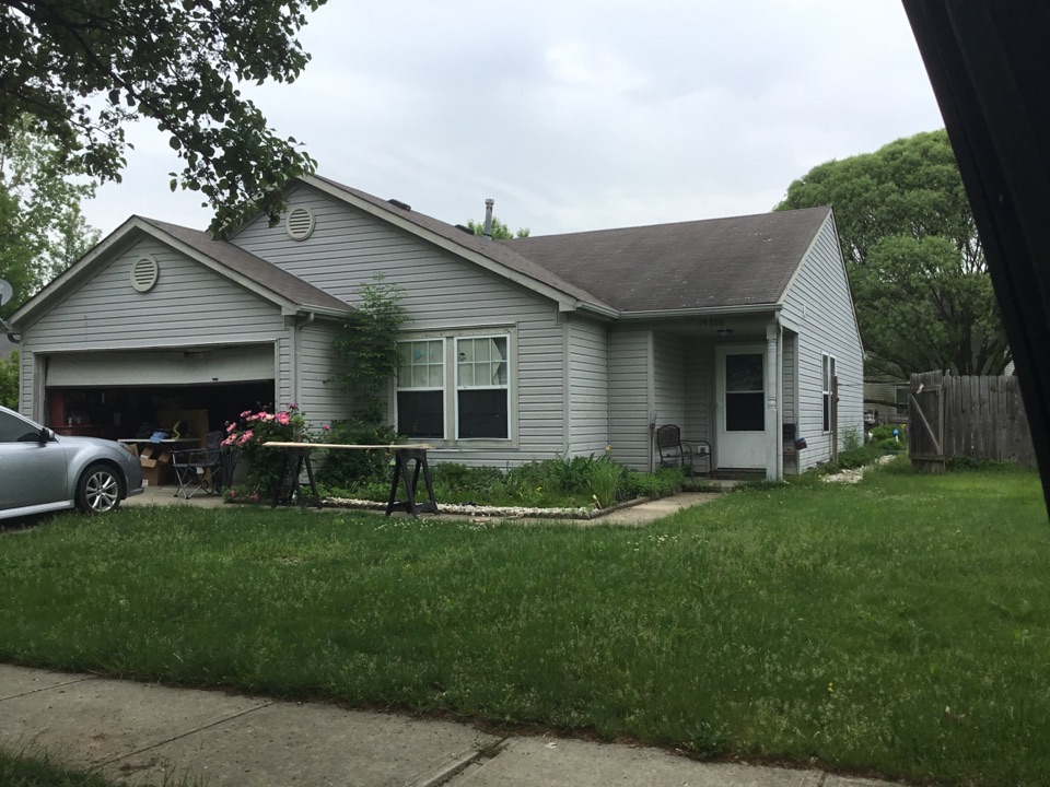 Noblesville, IN - Checking on this roof in Noblesville IN for an estimate. Roof had bad hail damage and pipe boot had a hole in rubber.showed customer Owens Corning Oakridge and Duration shingle. Noblesville, IN - Checking on this roof in Noblesville IN for an estimate. Roof had bad hail damage and pipe boot had a hole in rubber.showed customer Owens Corning Oakridge and Duration shingle.