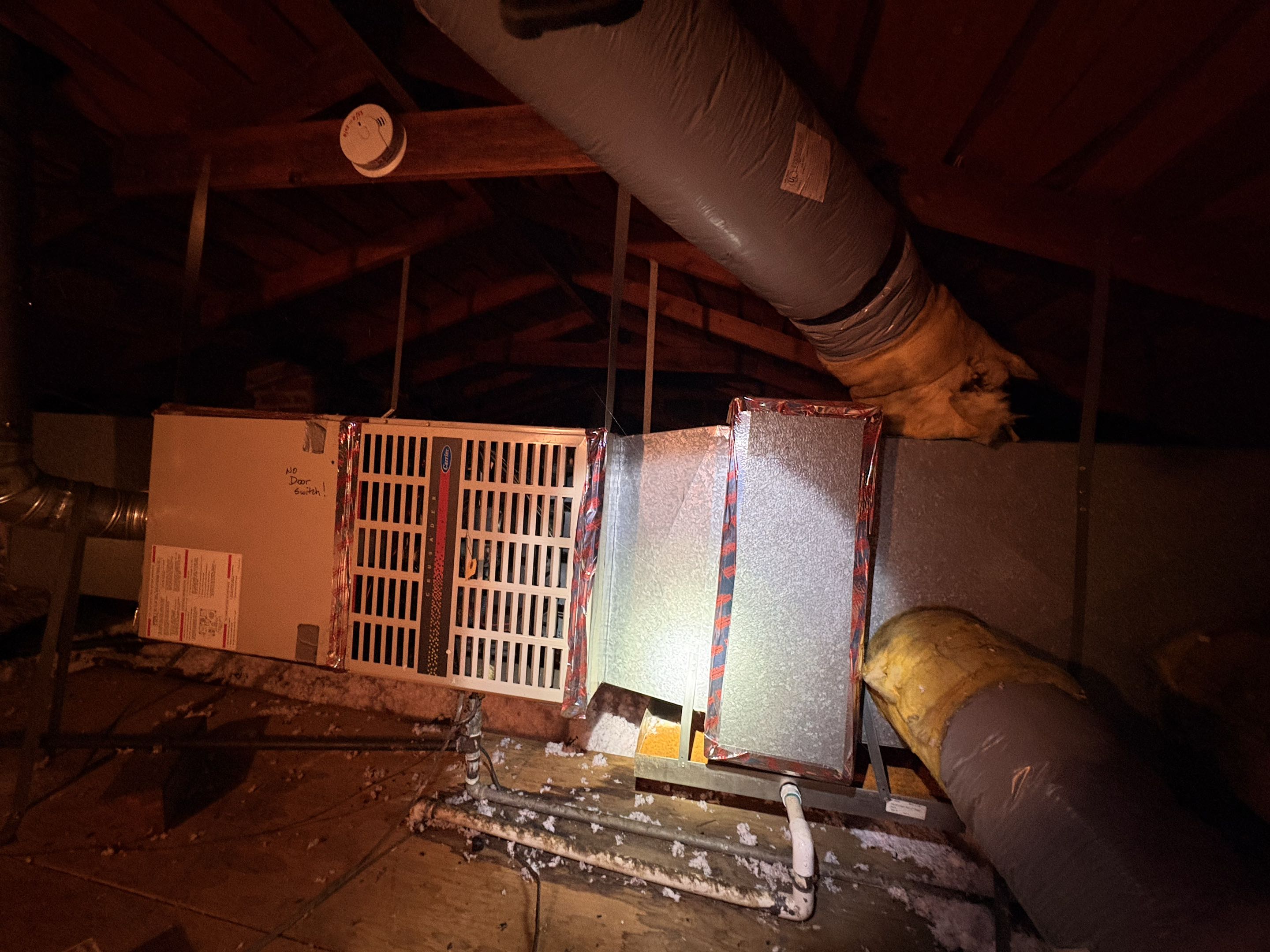 No cool. Carrier split system. Water dripping thru ceiling.