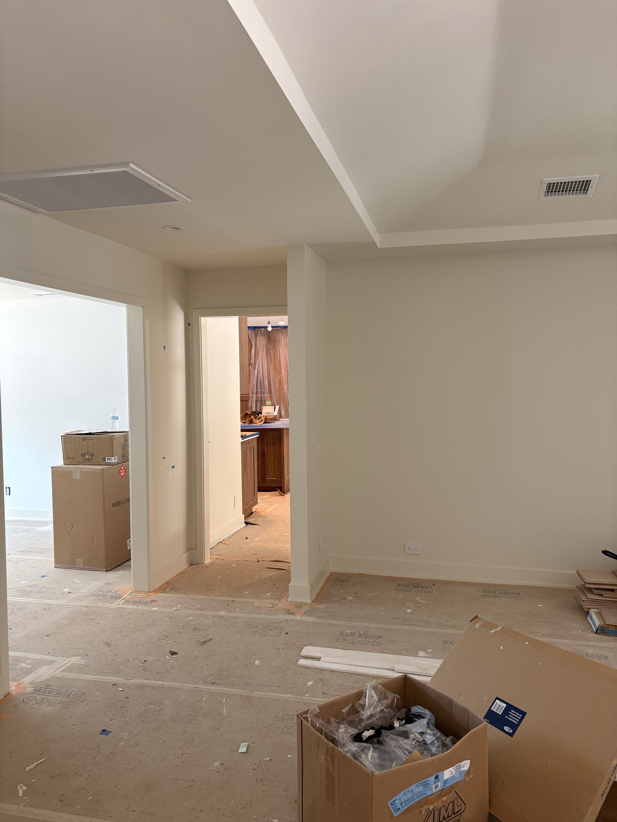 New remodeling duct work, registers, return ducting. Payne split system installation. 