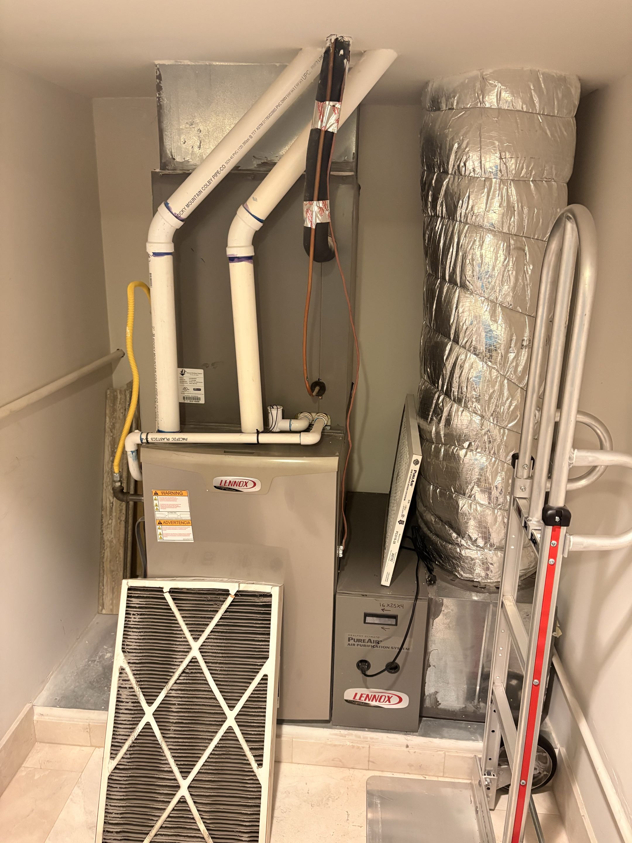 York slim line high efficiency systems. Lennox indoor units. 