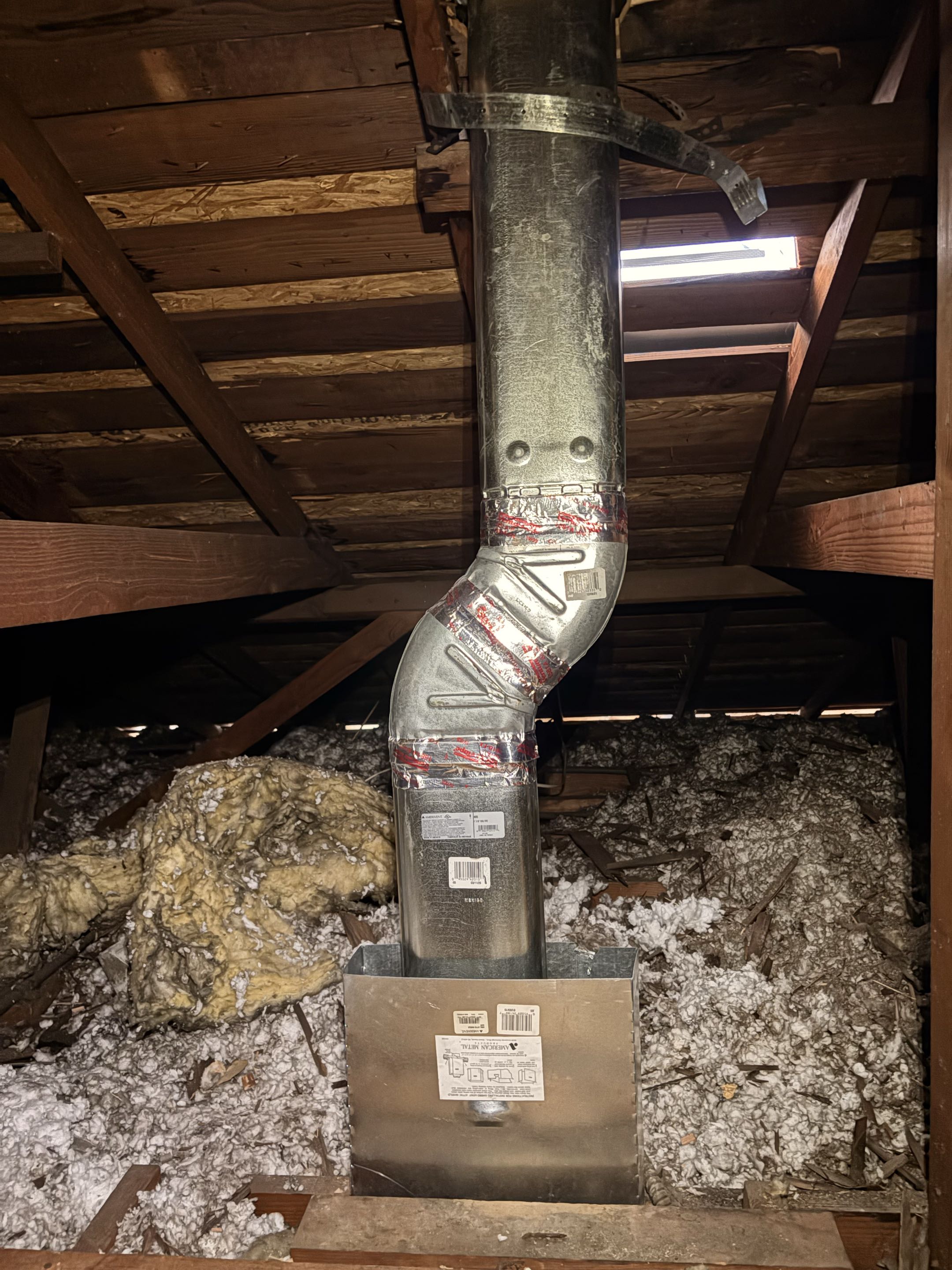 Inspect Wall unit Williams furnace exhaust vent pipe remove aluminum tape. 