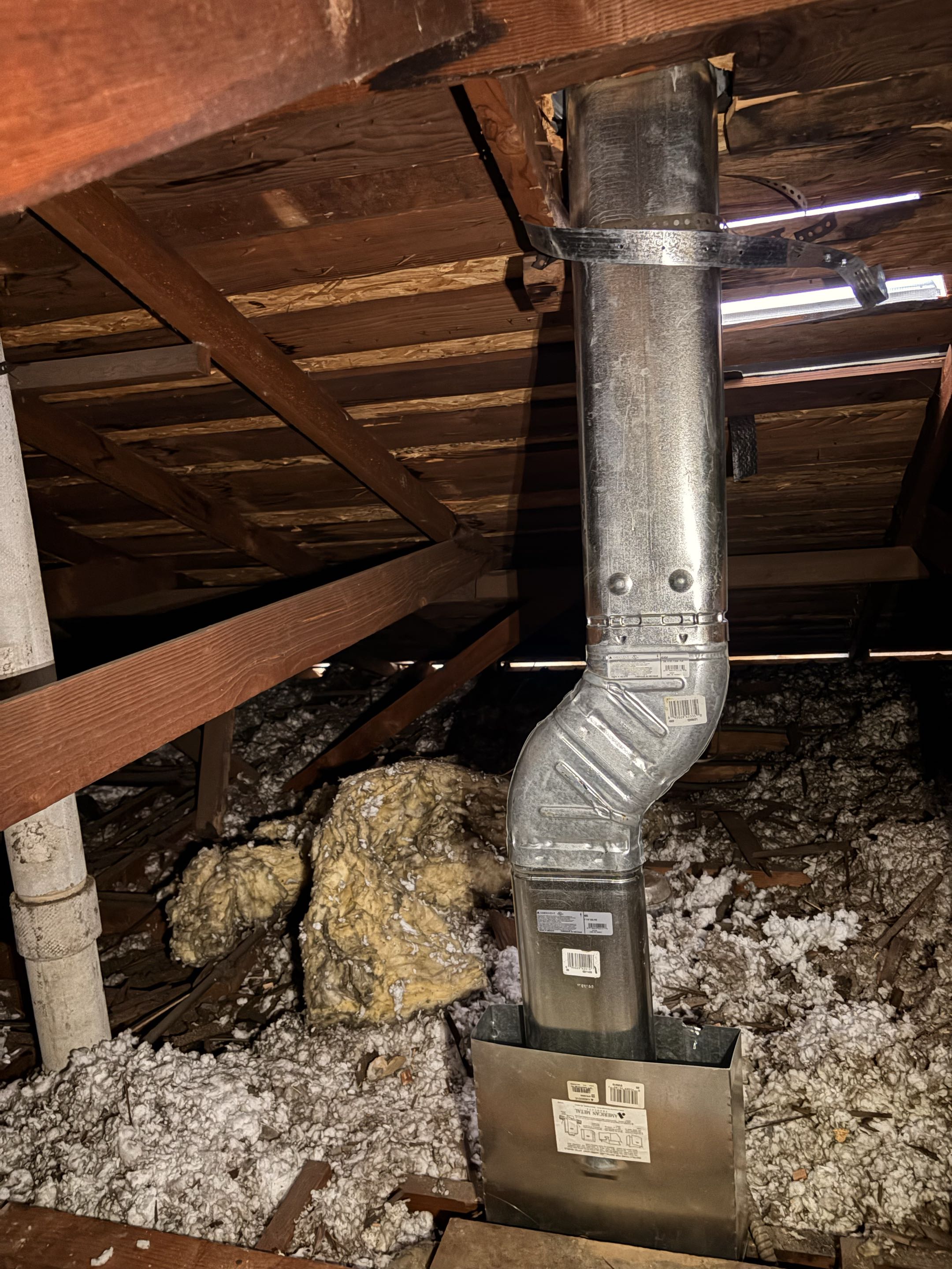 Inspect Wall unit Williams furnace exhaust vent pipe remove aluminum tape. 
