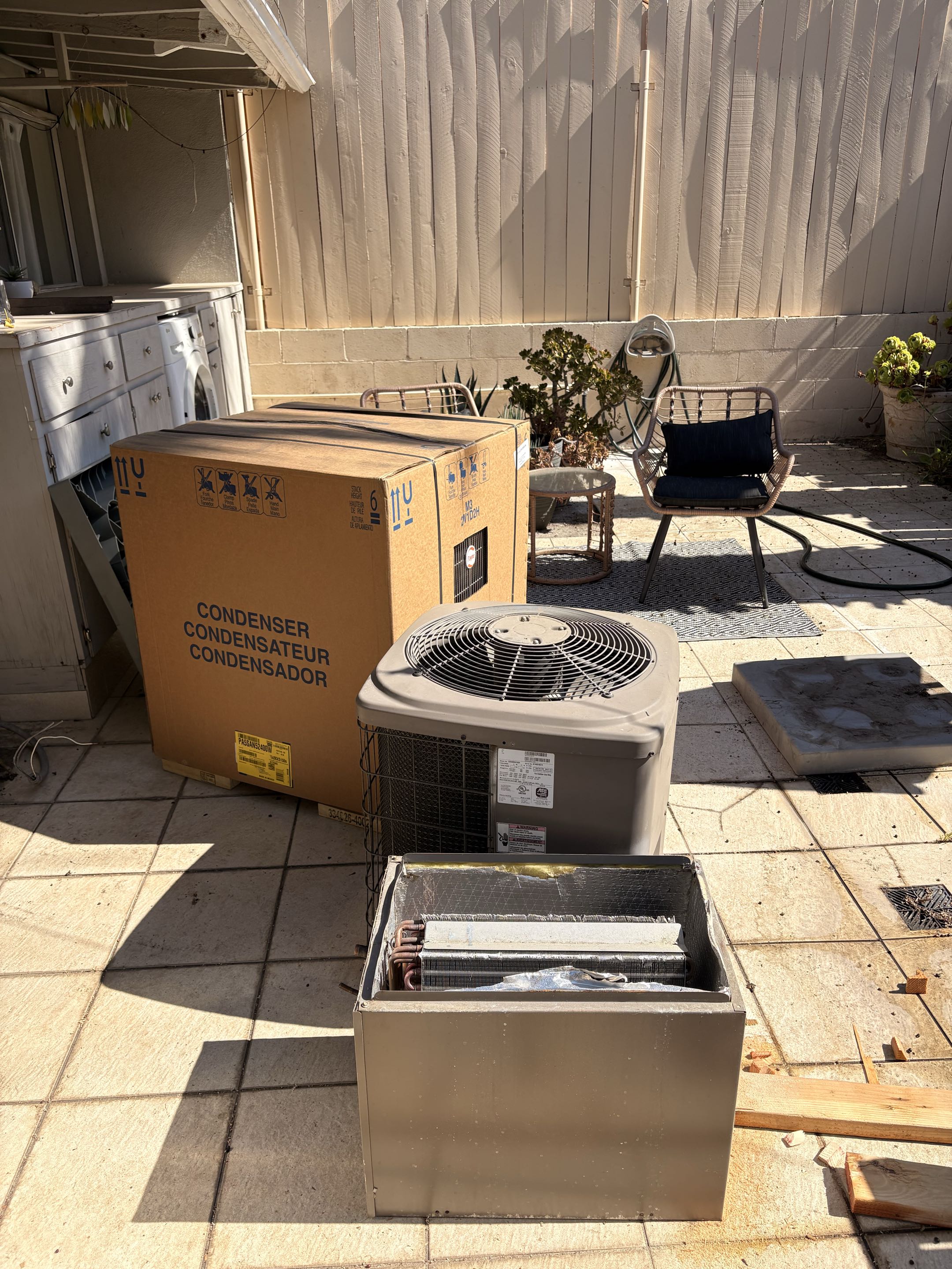 New Payne upflow split system installation. 3-Ton R454-B friendly refrigerant type. 