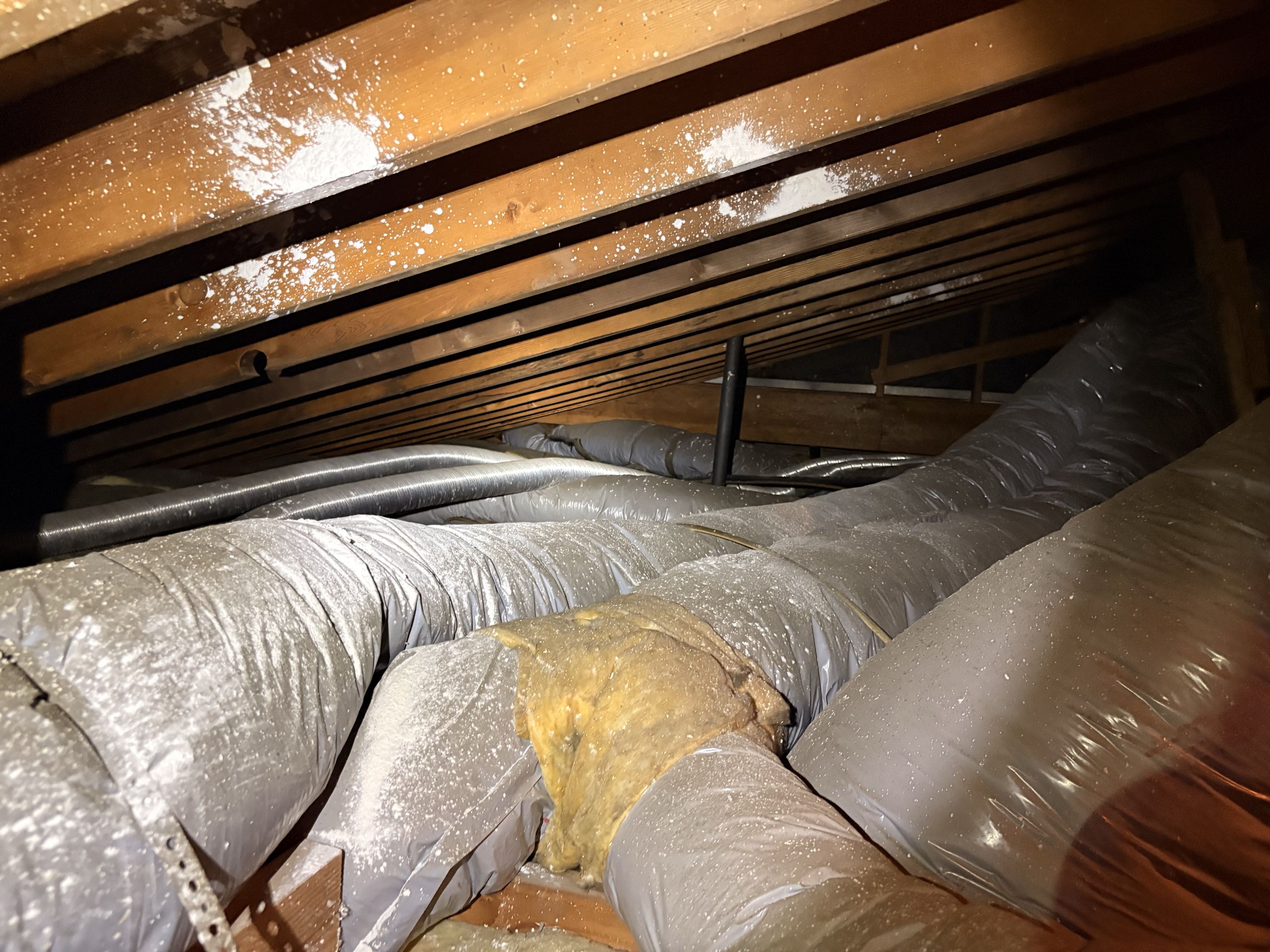 No cooling. Rheem split system.  Airflow restriction 