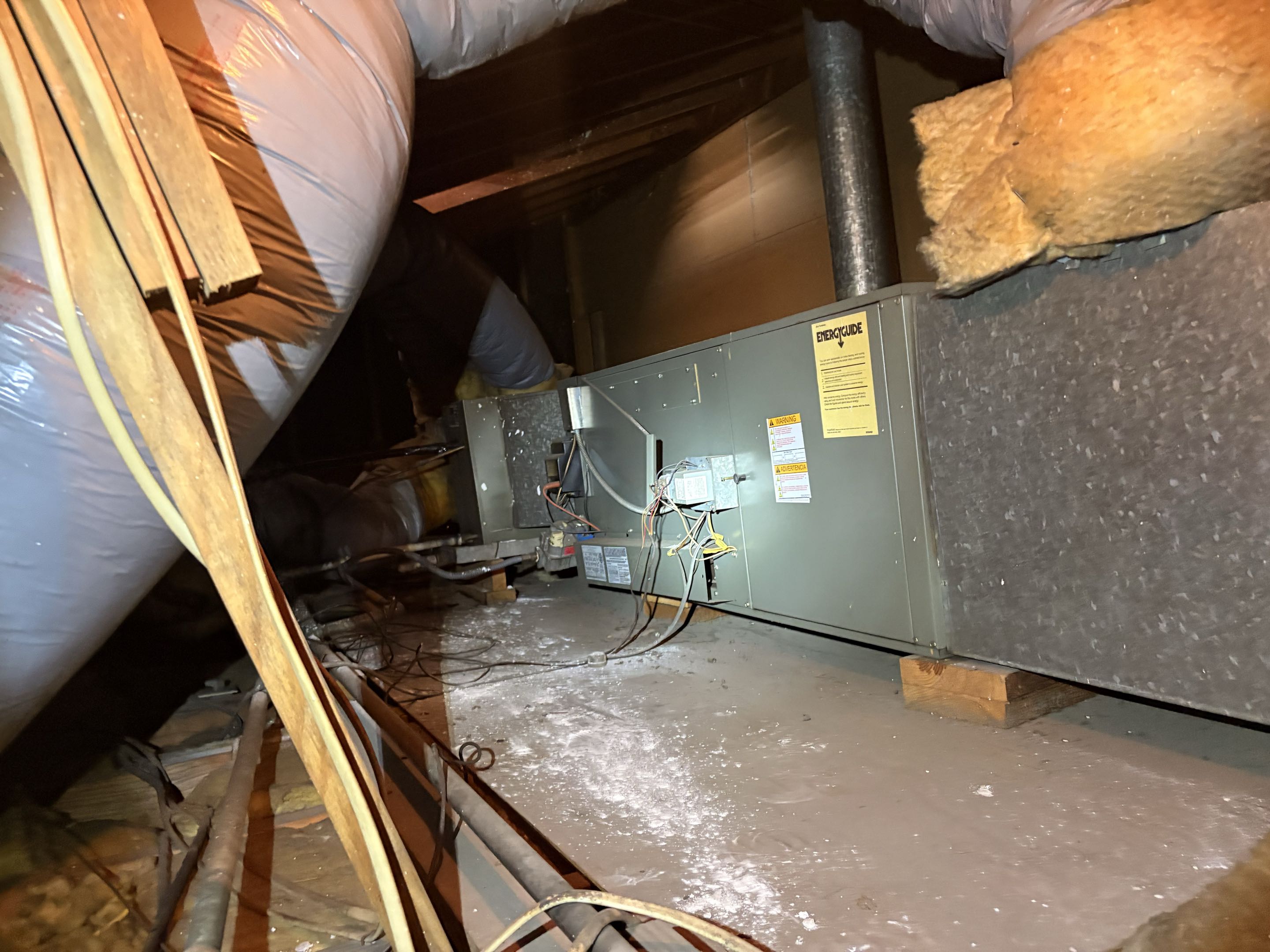No cooling. Rheem split system.  Airflow restriction 
