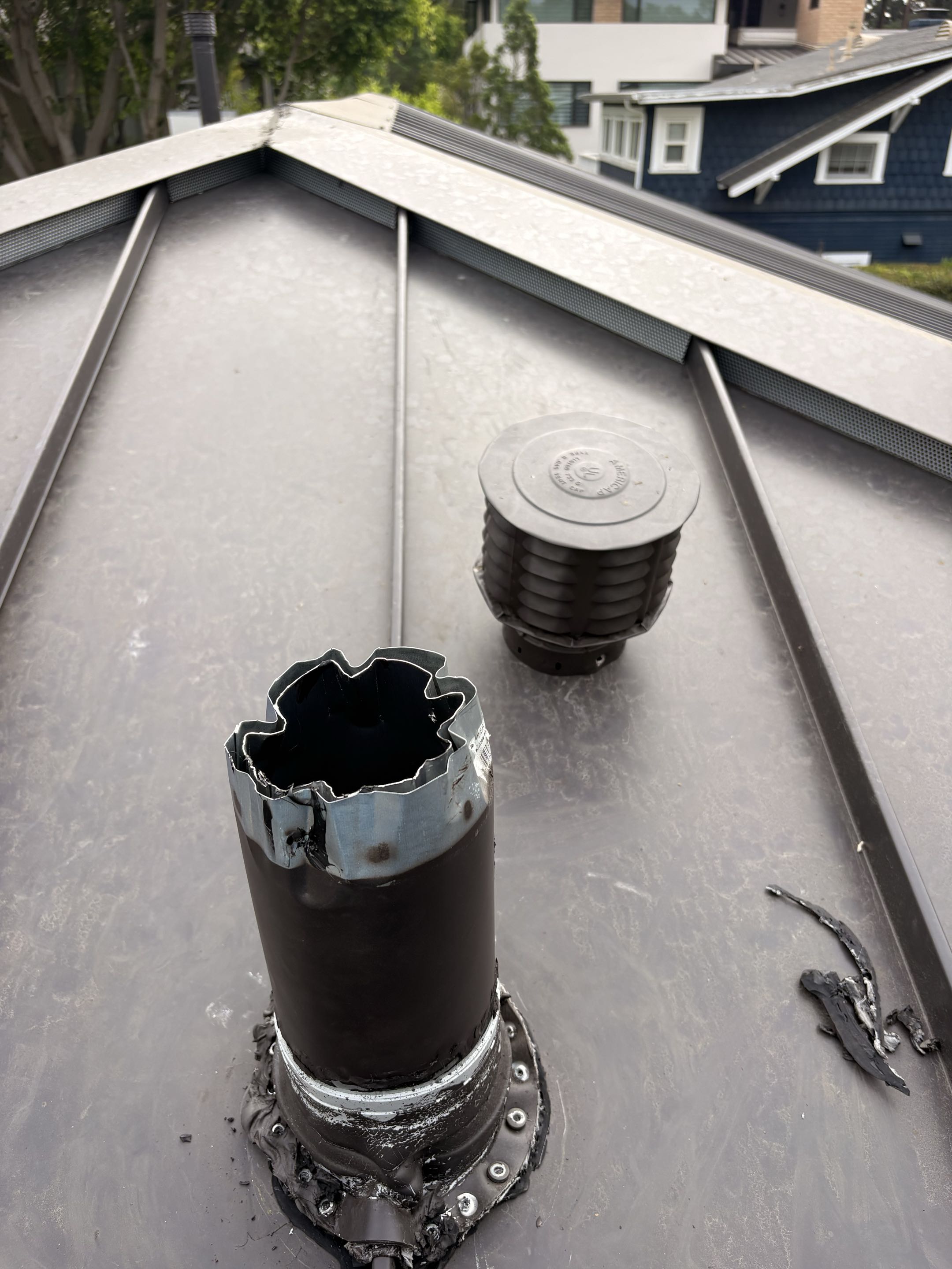Remove, replace, re-install new exhaust vent pipe. New construction Payne split system installation R454-B.