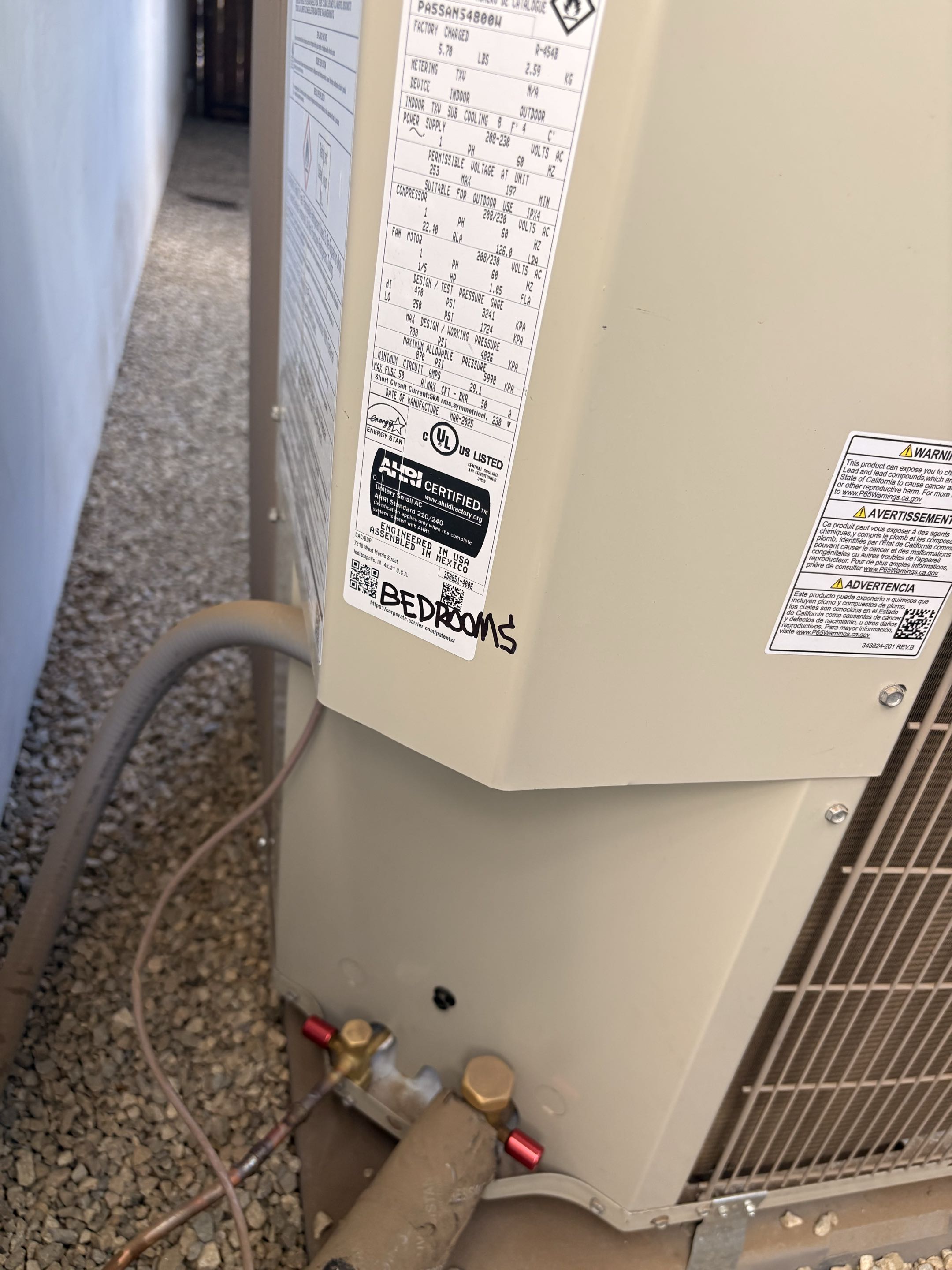 Tech service call. Install new refrigeration line set locks on condenser service ports. Payne AC unit. Service completed. 
