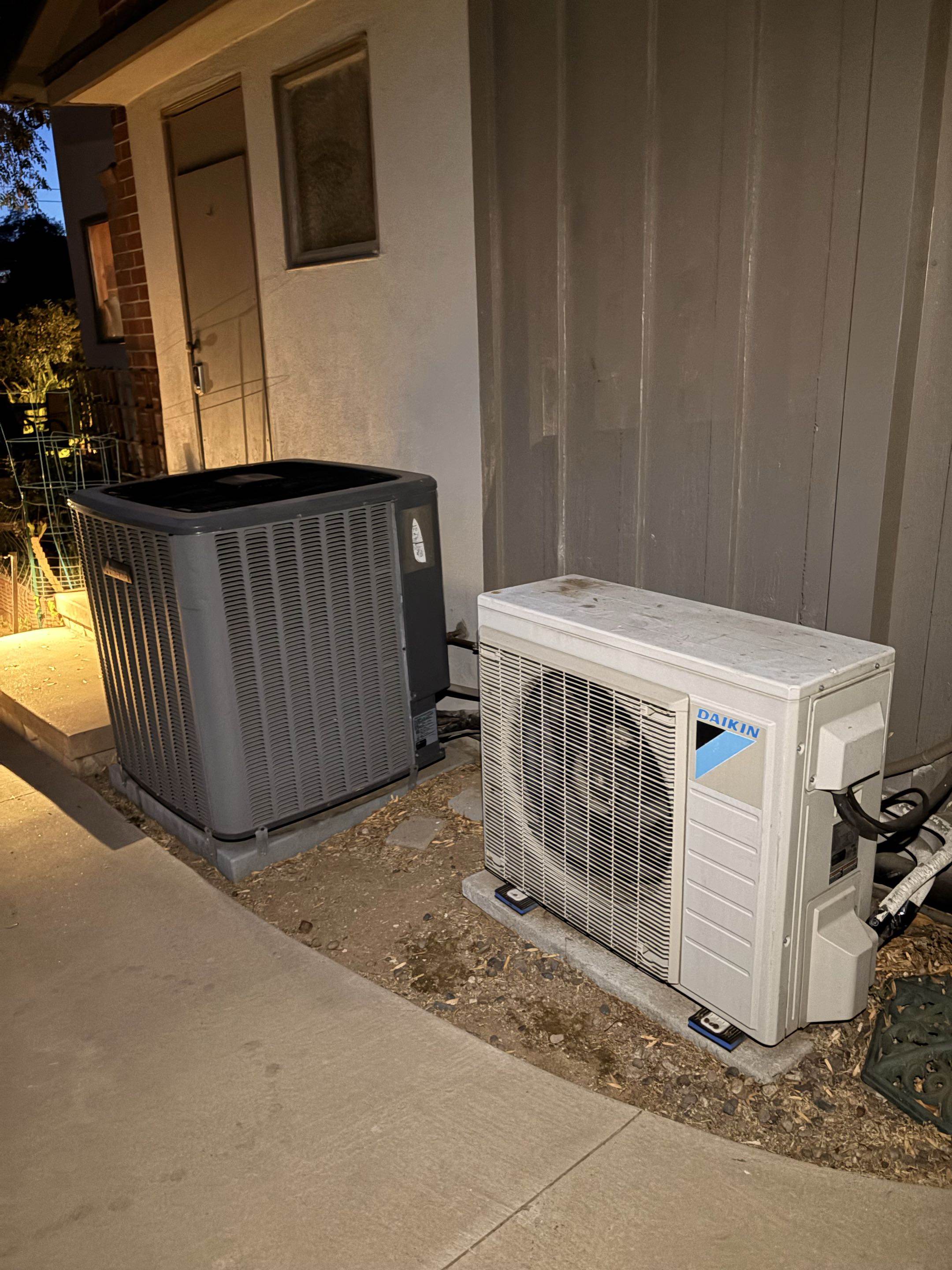 Service call. Check AC Amana high efficiency system no cool. Perform service maintenance 