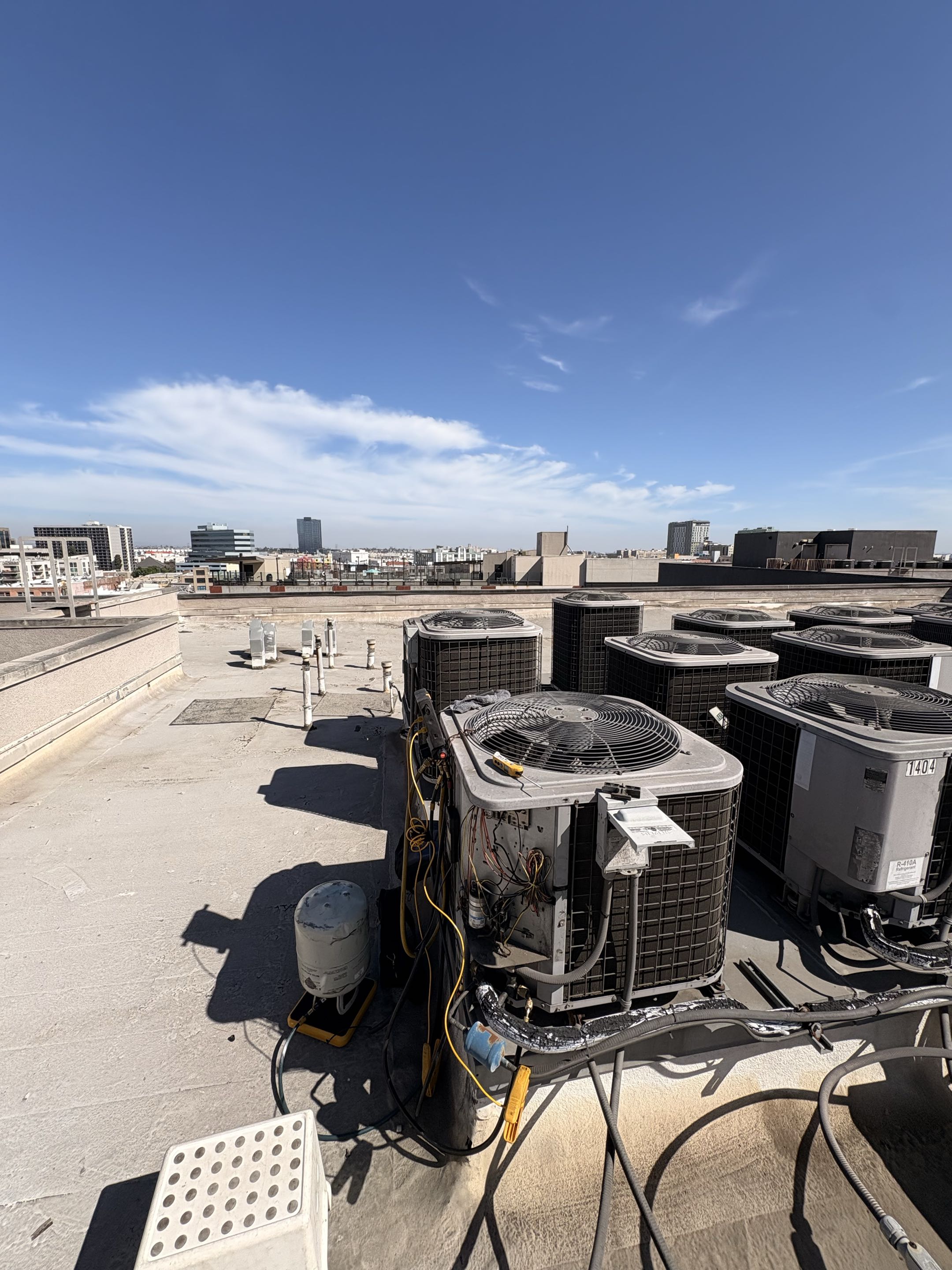 Service call. AC not cooling properly. Low charge. Perform refrigerant charge R410-A. 