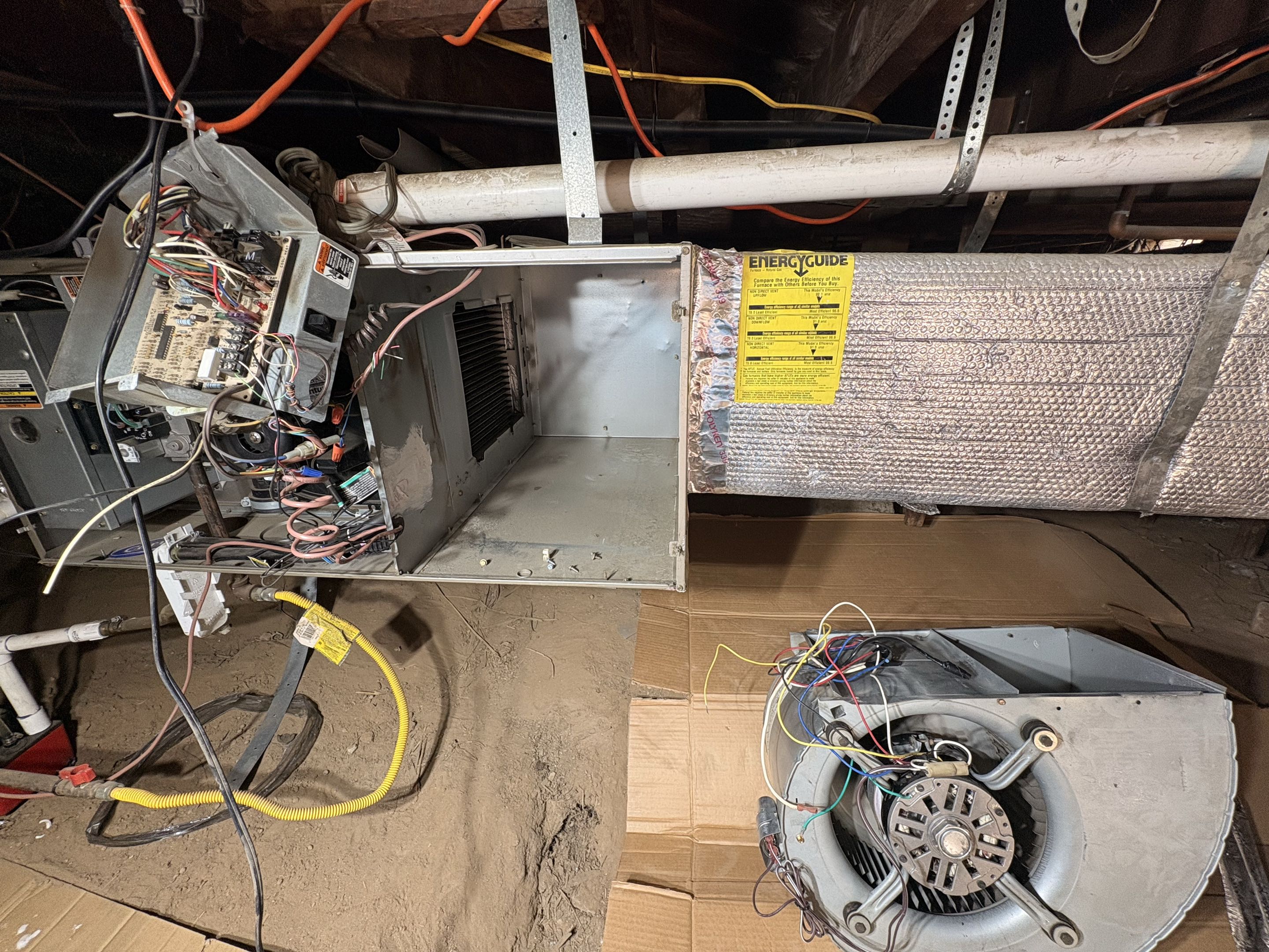 Tech call. No AC. No airflow, no cool. York system. Perform remplace bad indoor blower motor. 