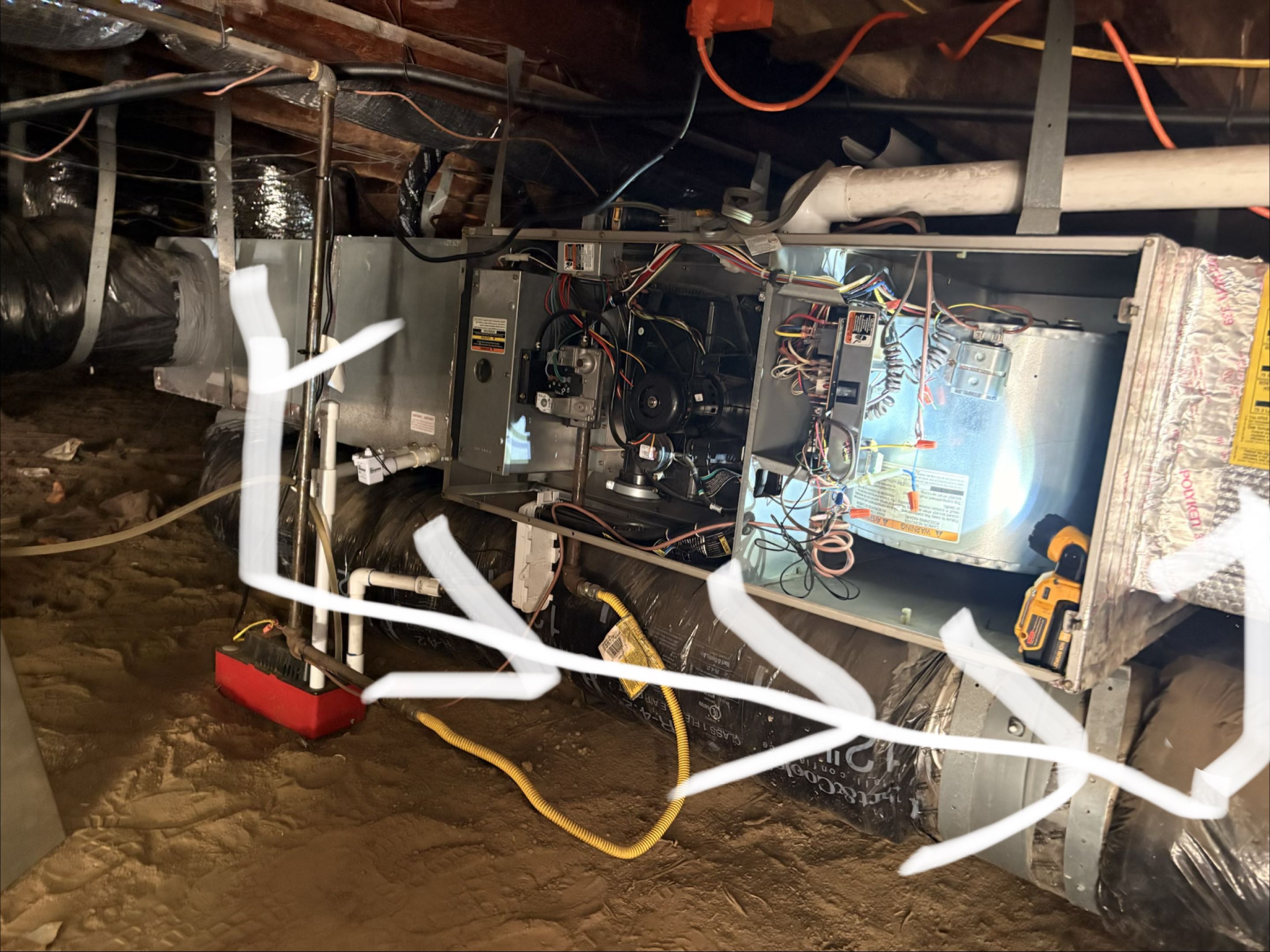 Tech call. Freezing one side house. Zone controls. Carrier system Crawlspace. Perform air balance. 