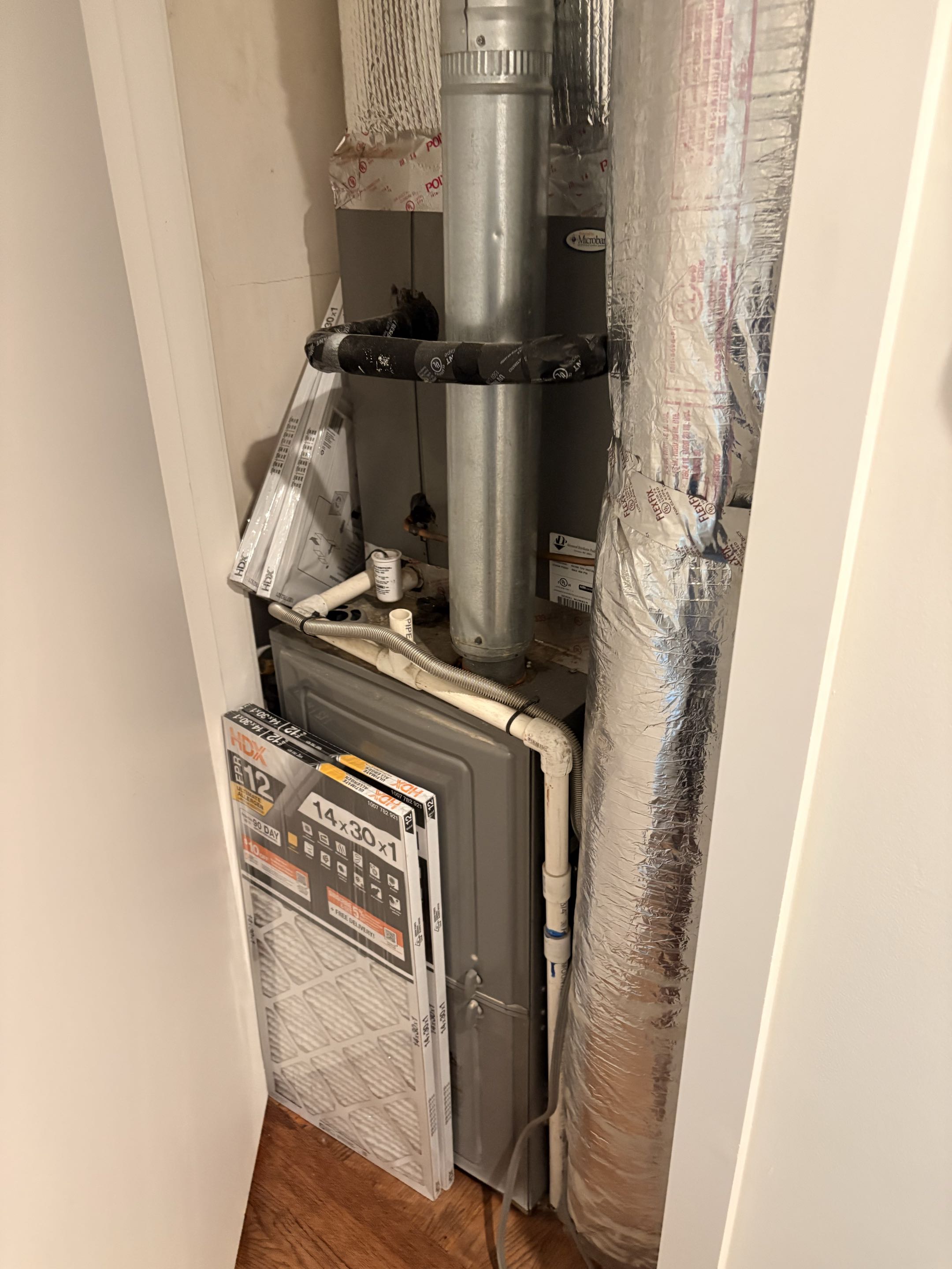 Technician Service call. Rheem AC unit. Air leaking out creating sound while cooling. Perform seal noise barrier. 