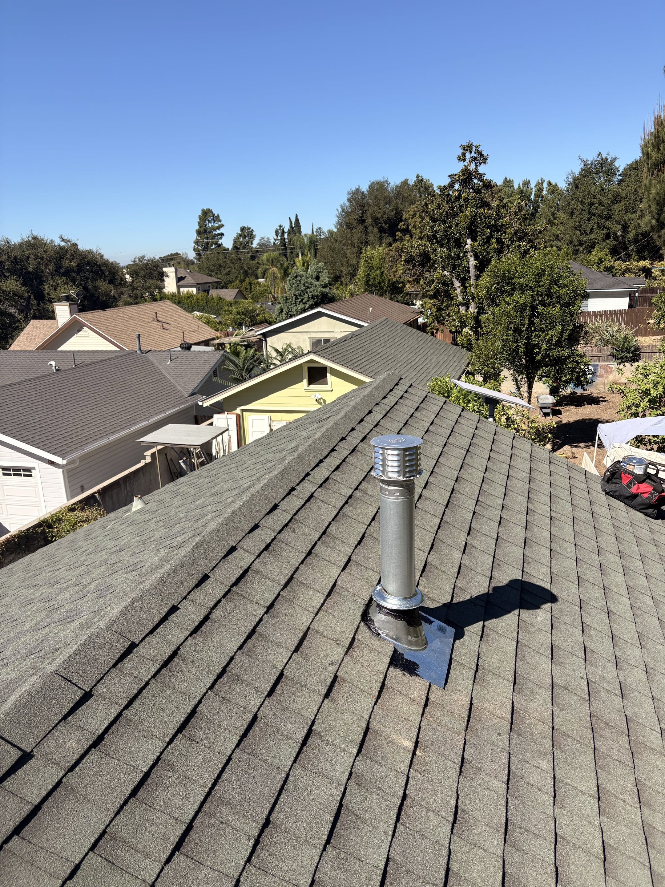 Service call. Rust water intrusion signs old exhaust vent. Perform new Lennox furnace exhaust vent pipe.