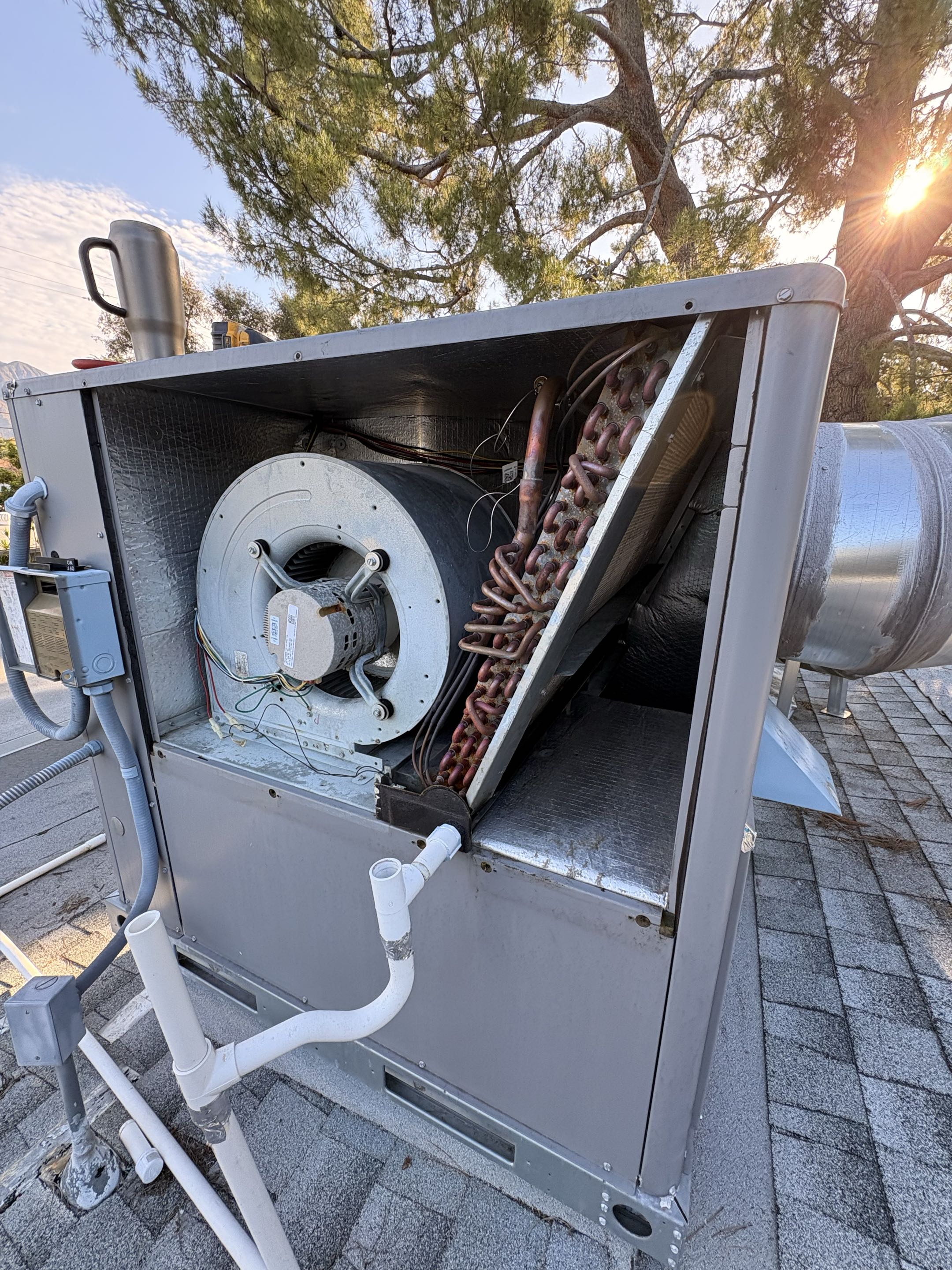Service call. System not cooling. AC PRO package unit. Perform replace blower motor