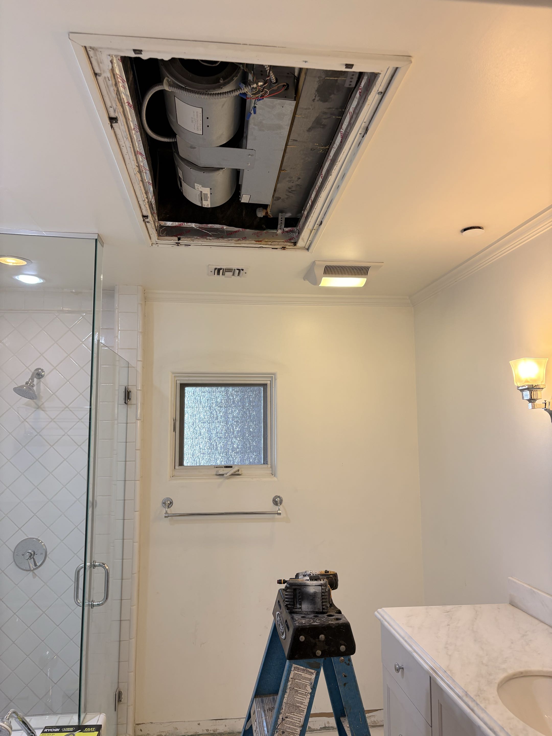 Service call. Water dripping. First Co. Air Handler. Perform cleaning revive adjustment 