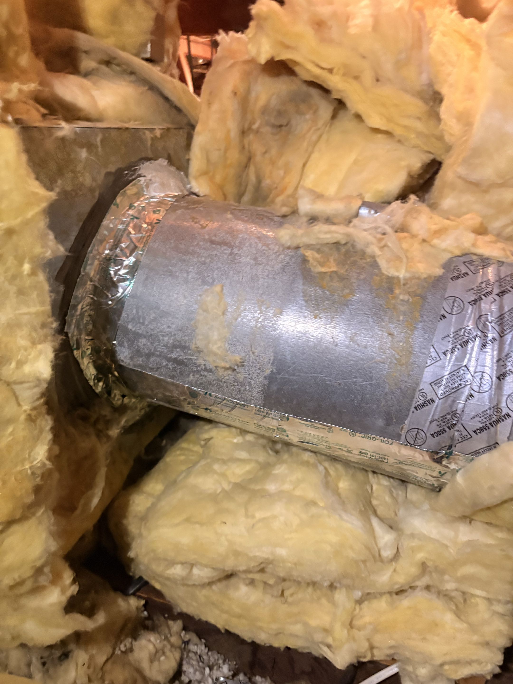 Service call. Goodman, high efficiency system. Water marks on drywall ceiling. Perform insulation, air leaks. 