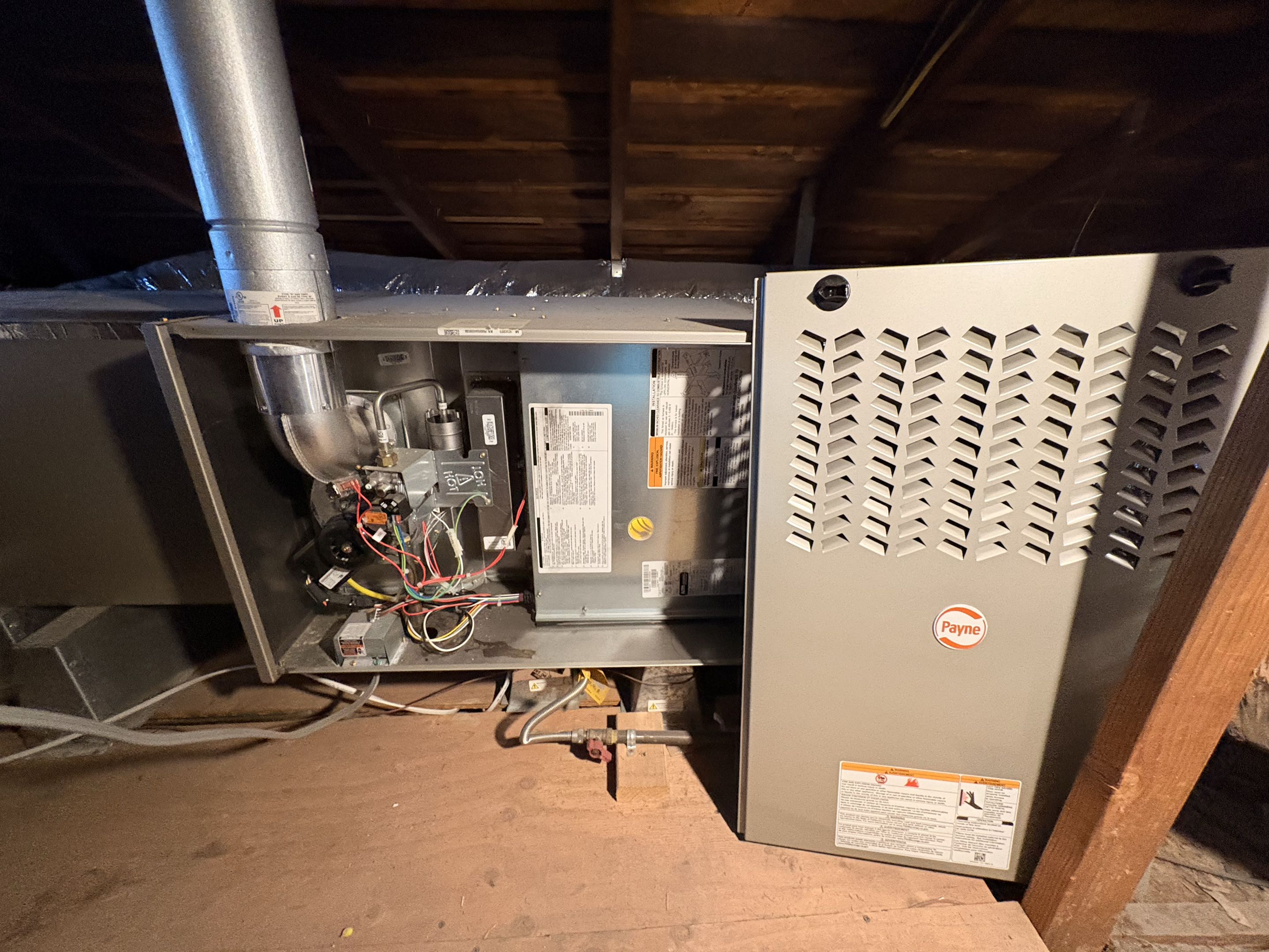 Service call. No heat. Payne split system installation. Perform service 