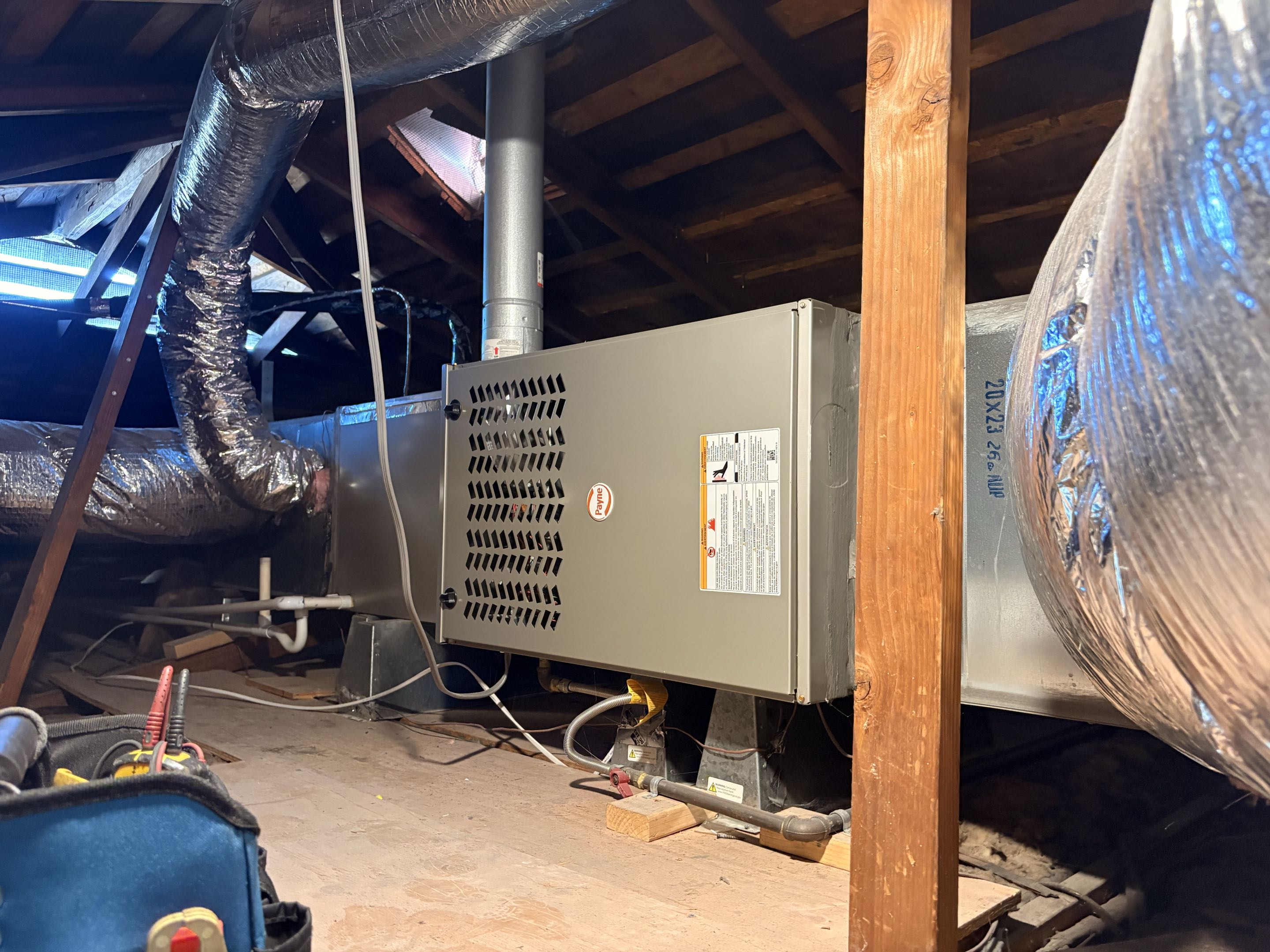 Service call. No heat. Payne split system installation. Perform service 