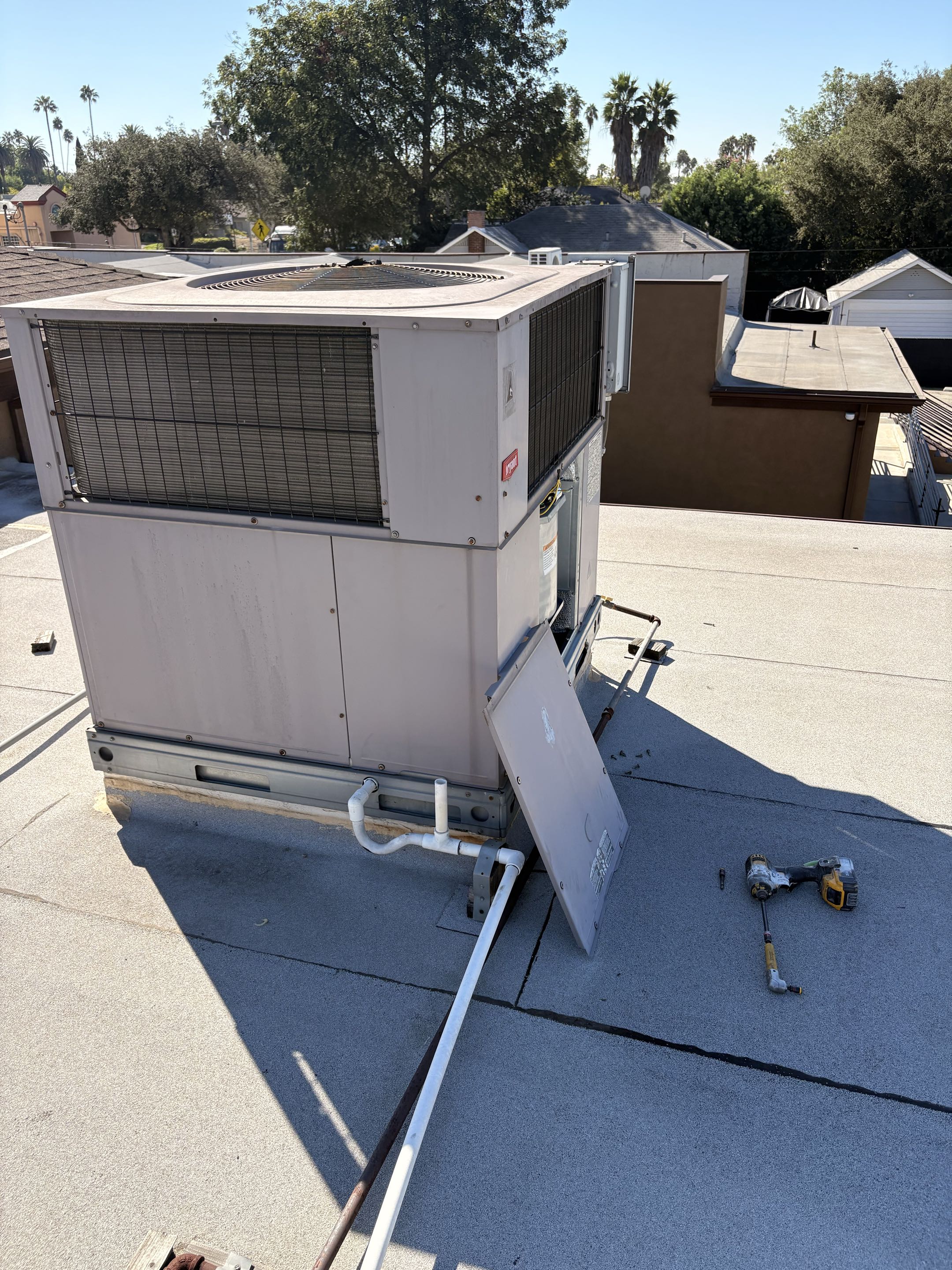 Commercial preventive maintenance. Carrier, Bryant package gas electric unit systems. Perform service. 