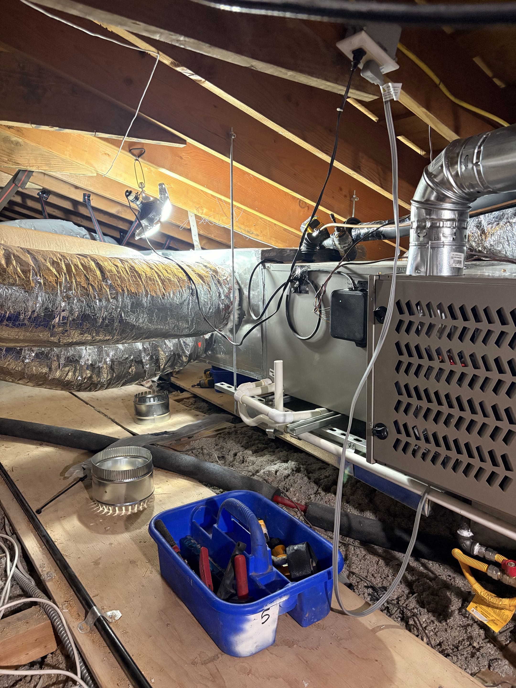 Residential service. Payne split system. Re-route new ducting. 