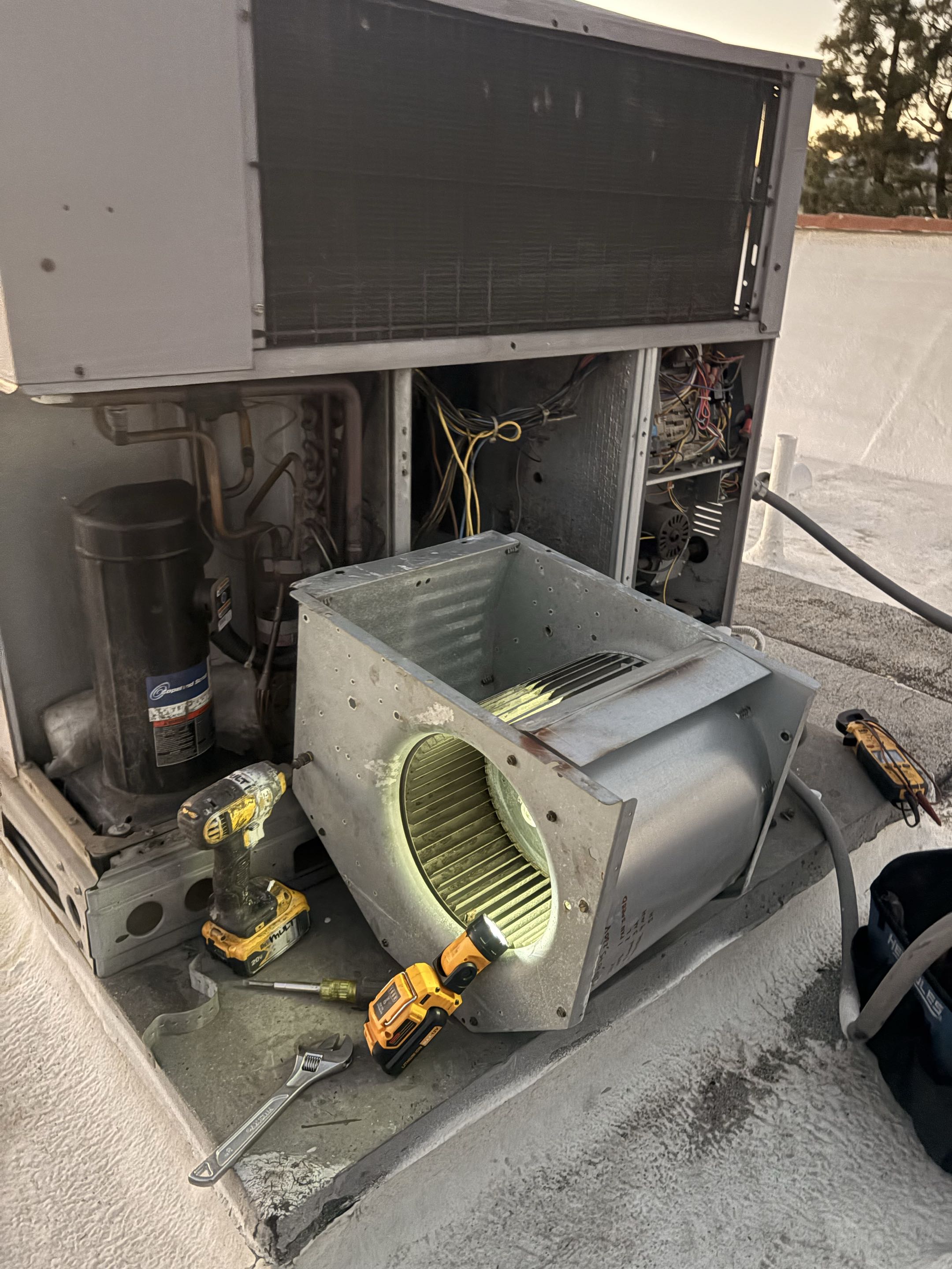 Service call residential commercial application. IPC package unit. No cooling. Perform indoor blower motor replacement. 