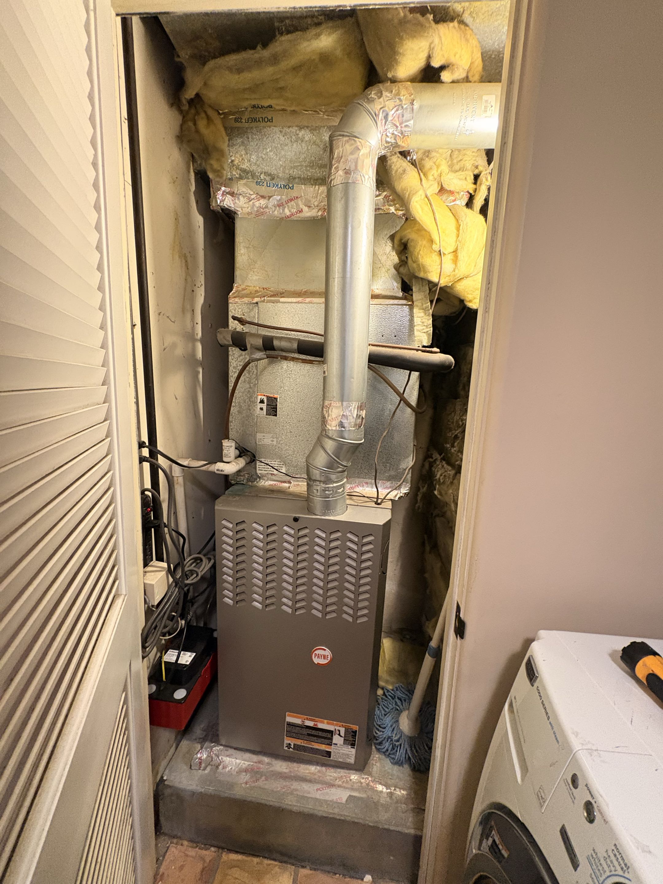 New Pane system installation R454-B refrigerant. Perform closet style tight space. Before and after. 