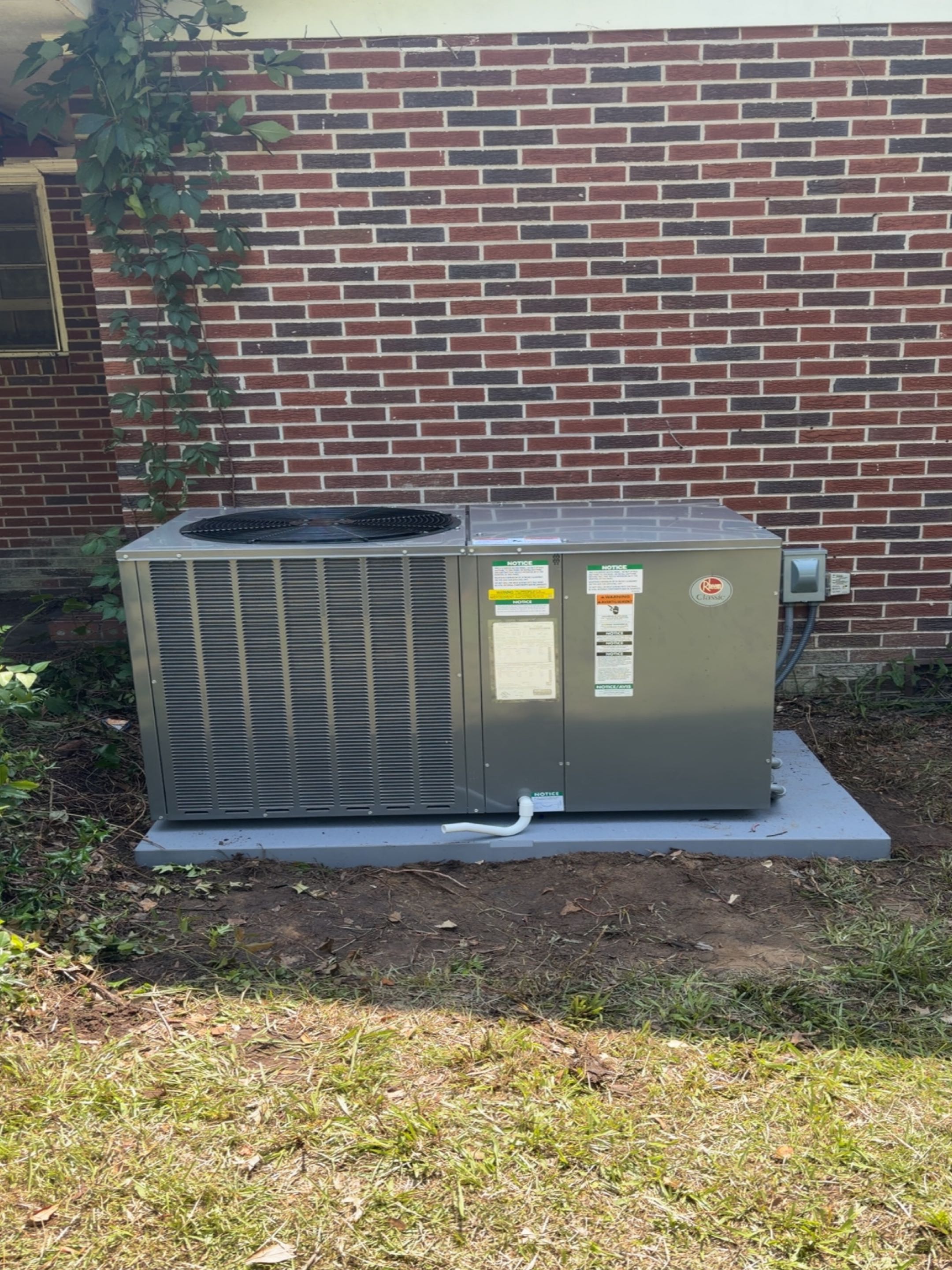 Installed Rheem package unit