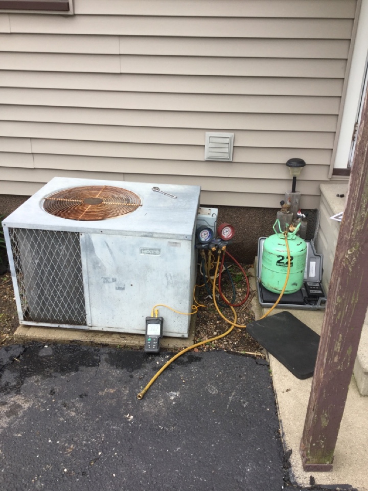 A/C Clean&Check. Lear Siegler Air Conditioner. Low on R-22 refrigerant 