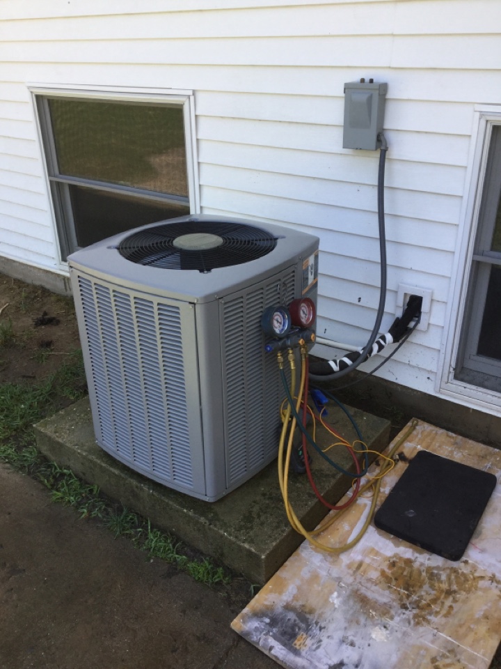 A/C Service. 8 year old Armstrong Air Condenser. Dirty condenser coil restricting airflow. Overcharged 410A