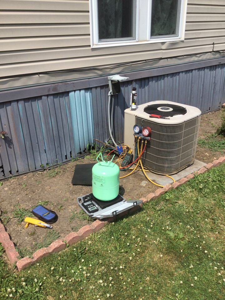 A/C Service system low on R-22 refrigerant.