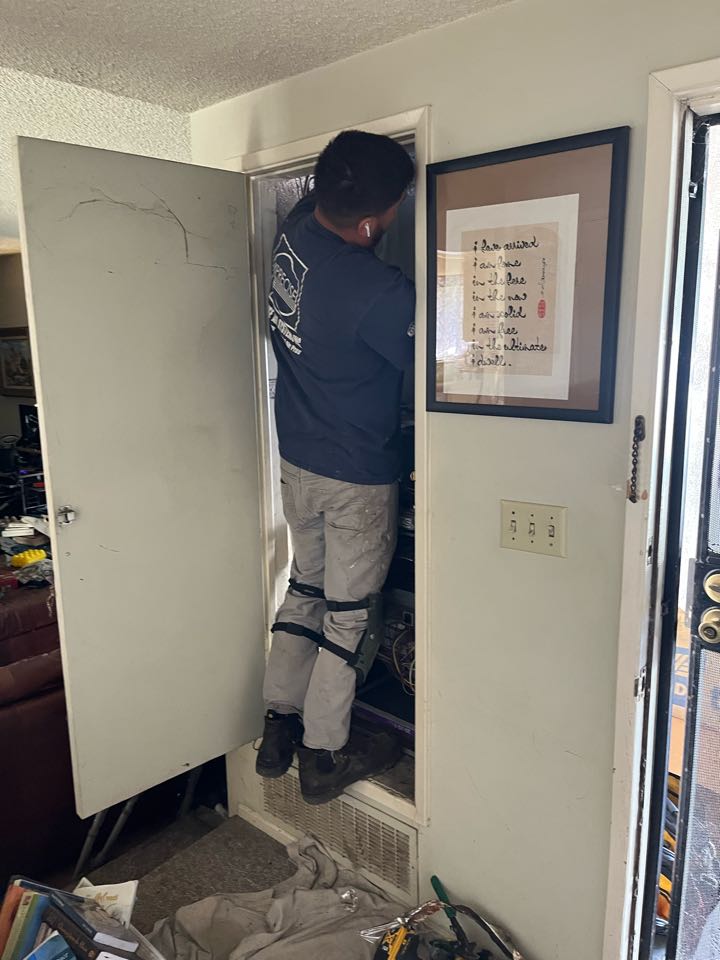 Altadena, CA - Doing some demo of the old system . Installing and re locating new heat pump split system in the attic here in Altadena Altadena, CA - Doing some demo of the old system . Installing and re locating new heat pump split system in the attic here in Altadena