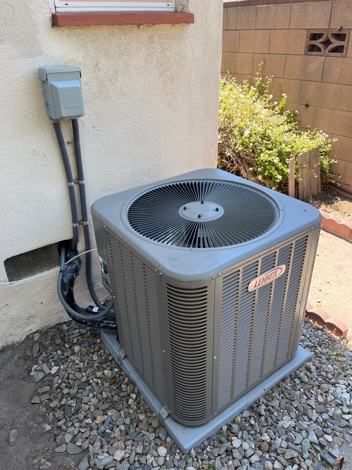 Maintenance for 3 ton Lennox gas split unit in Burbank.