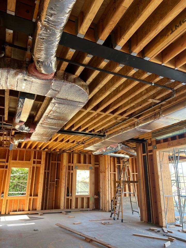 Custom ductwork installed here in a new construction house we are doing here in Encino 