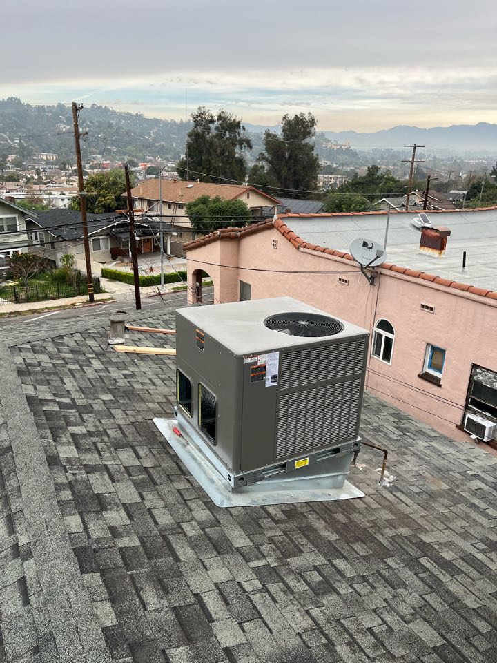 Almost finished installing this new package unit with all new ducting here in La 