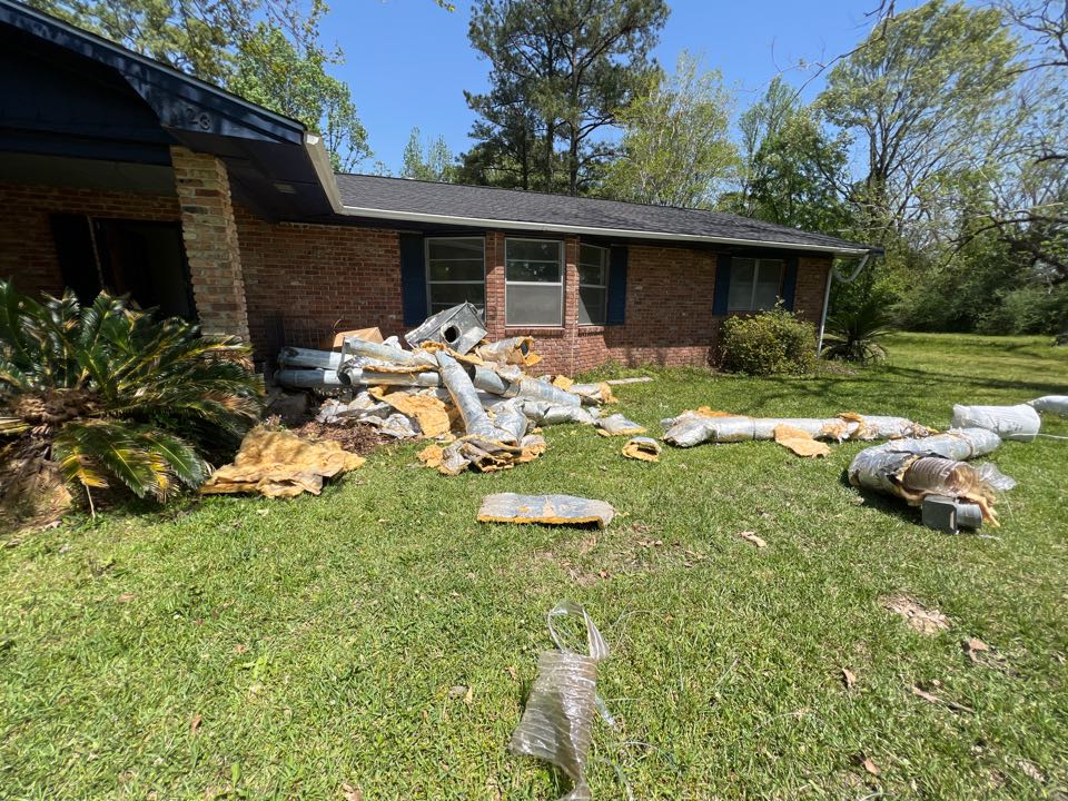 Removed all this old ductwork from our clients house to help with her allergies to get better 