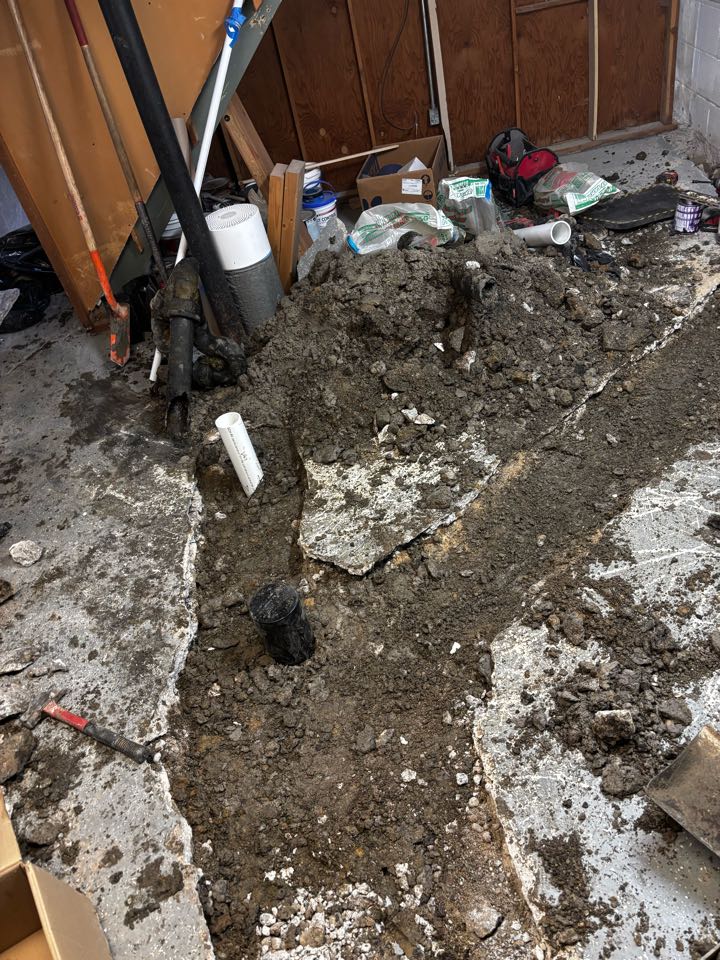 Installed new section of underfloor drain line royal oak 