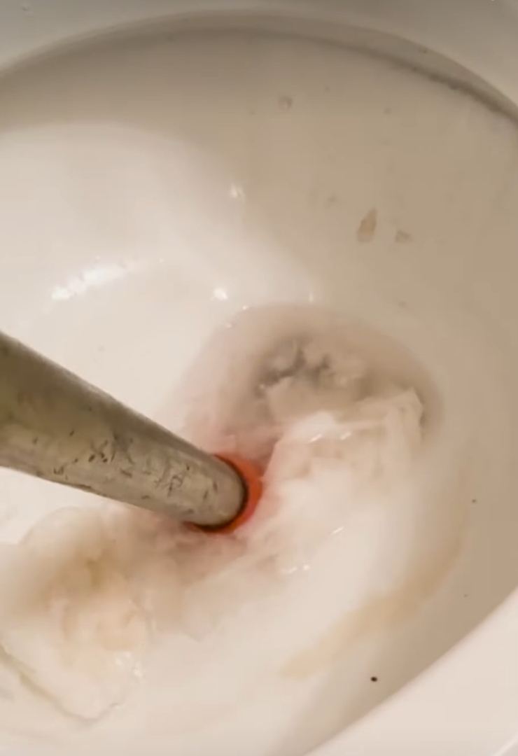 augered toilet in main floor bathroom.  eastpointe 