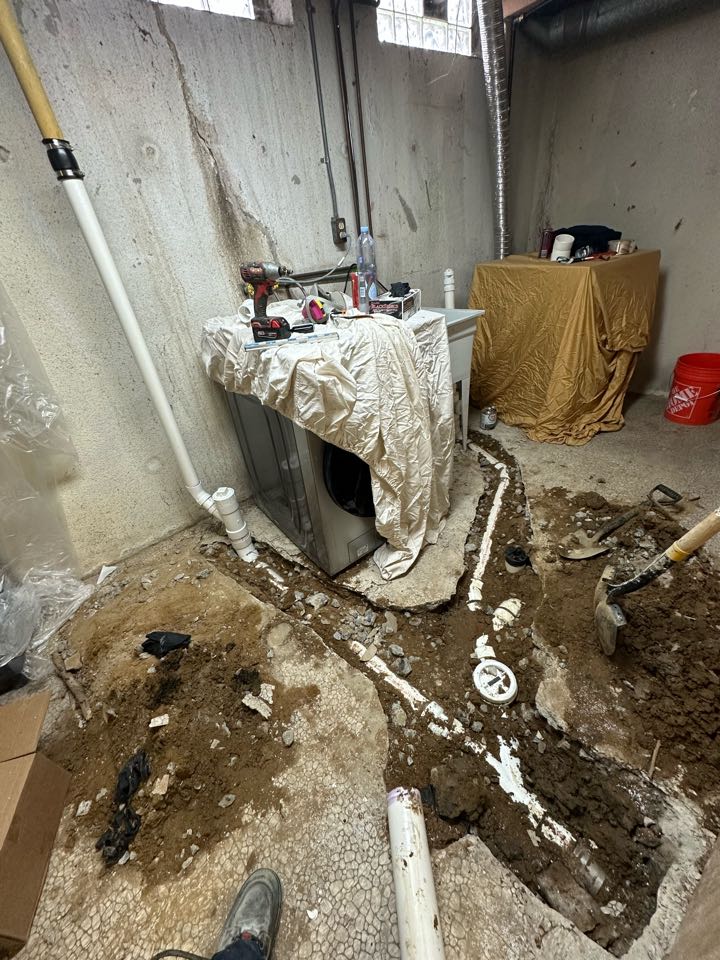 Replaced kitchen drain line under basement floor