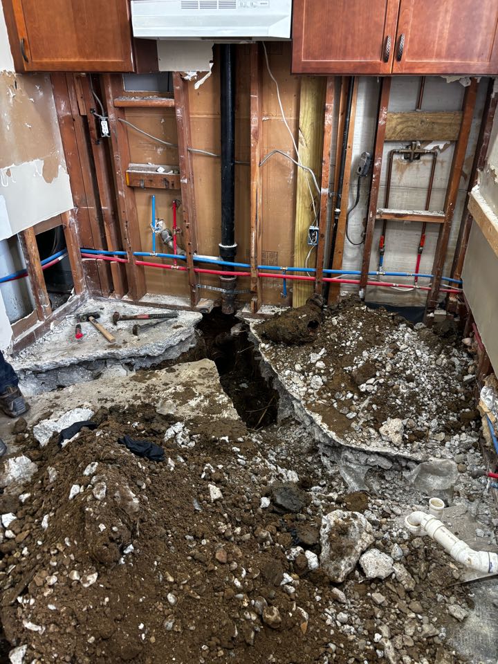 Removed section of underfloor drain line warren 